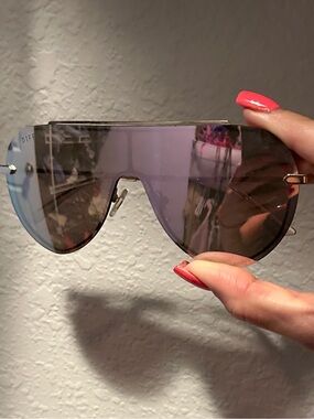 Mirrored aviator DIFF IMANI Sunglasses in Gradient Silver-PURPLE